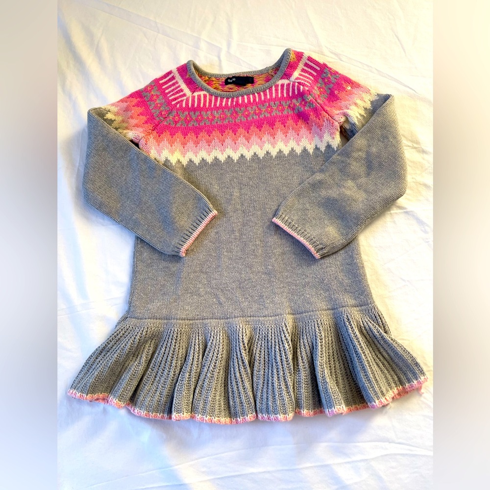 Gap kids  long sleeve sweater dress for toddler girl size 4/5 color gray & pink